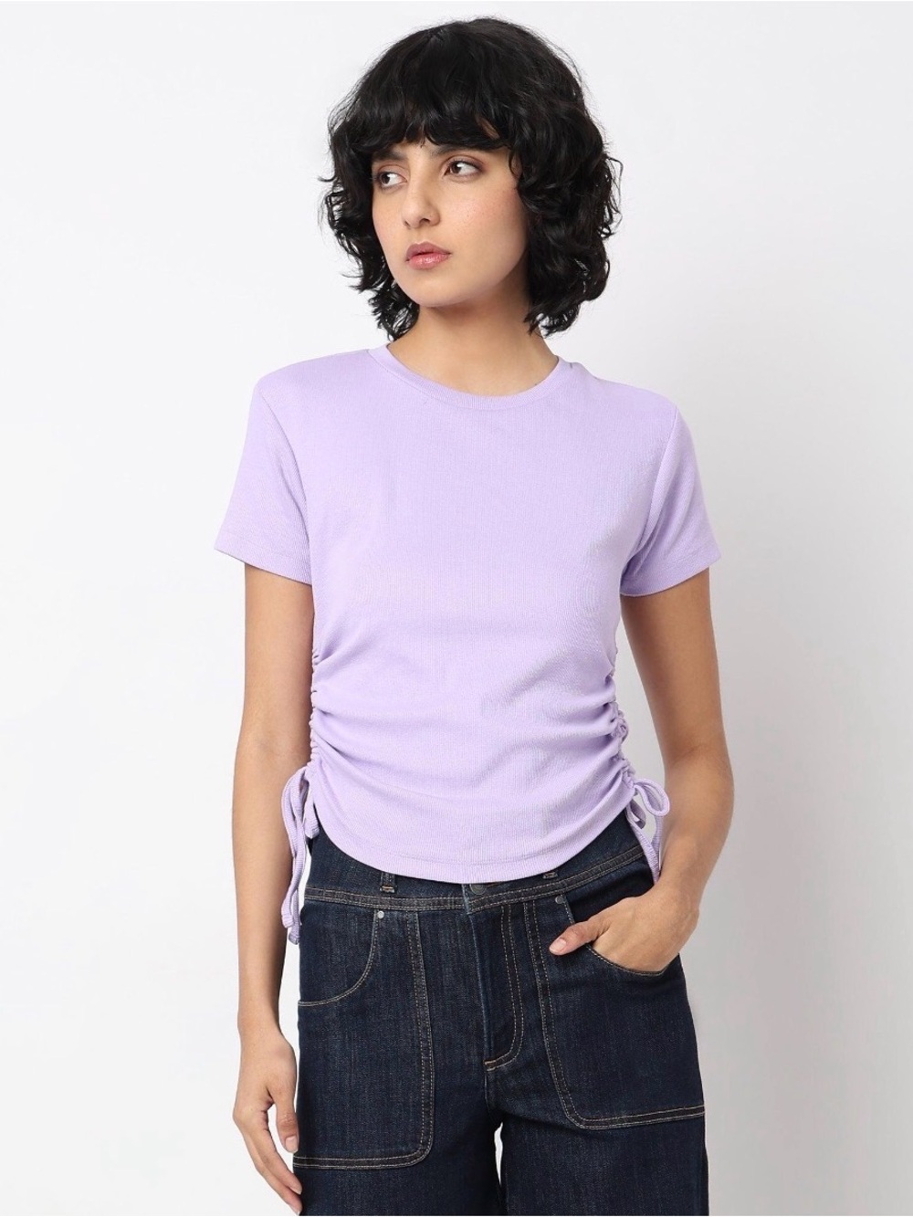 The Range Purple Ruched Side Drawstring Tee Size Small